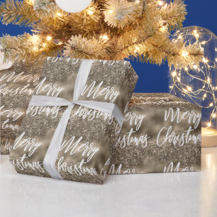 Regalo Papel Brillante con Letras de Feliz Navidad en Hoj