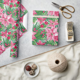 Regalo Papel con patrón de follaje navideño divertido 