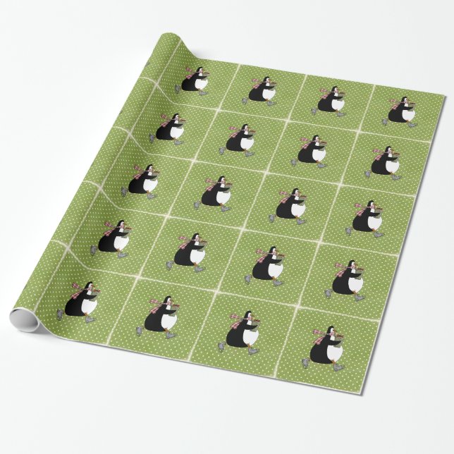 Regalo Papel corriente del navidad de los pingüinos (Desenrollado)