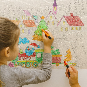 Regalo Papel craft de Pueblo Navideño con relieve y tren