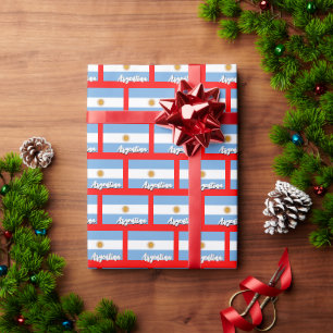Regalo Papel de ajuste argentino, navidad roja, bandera a