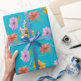 Regalo Papel de ajuste azul DaisyTrio