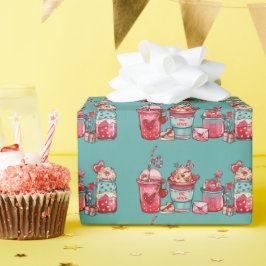 Regalo Papel de ajuste azul de latte de San Valentín