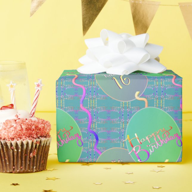 Regalo Papel de ajuste azul de los globos de cumpleaños f (Fiesta de cumpleaños )