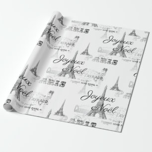 Regalo Papel de ajuste B&W para Navidades de Paris Joyeux