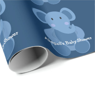 Regalo Papel de ajuste Baby Shower para elefante azul Per