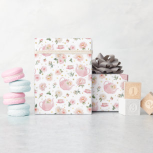 Regalo Papel de ajuste Baby Shower para Fiesta de té rosa
