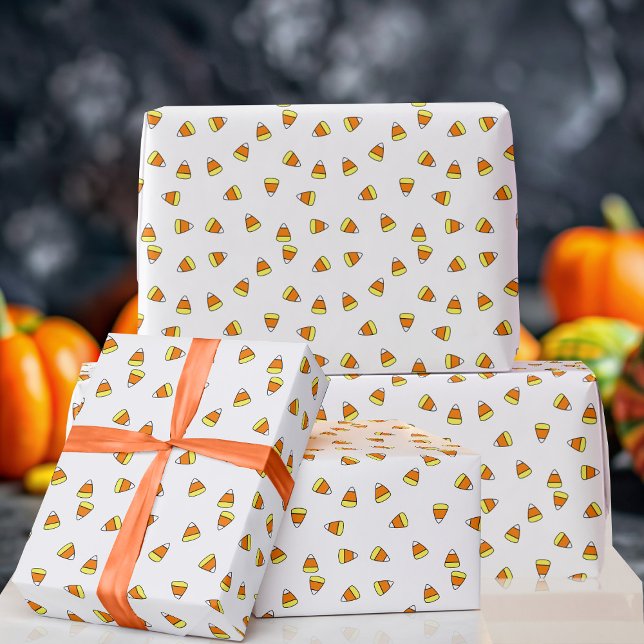 Regalo Papel de ajuste blanco y Naranja del patrón de maí (Cute candy corn pattern wrapping paper just for you)