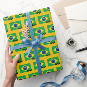 Regalo Papel de ajuste brasileño, patriota de bandera bra