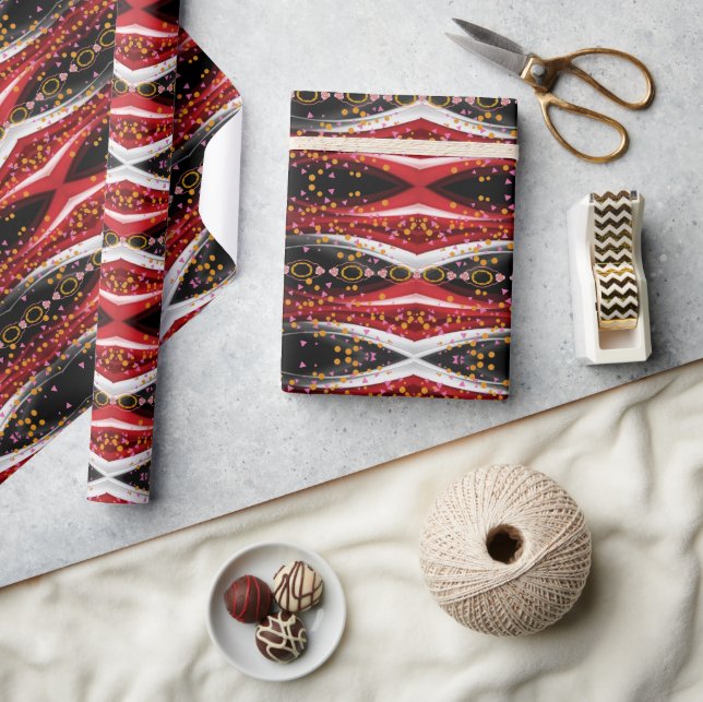 Regalo Papel de ajuste brillante Resumen Blanco negro roj (Artesanía)