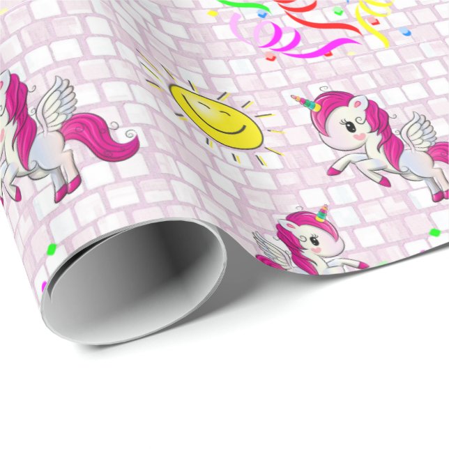 Regalo Papel de ajuste brillante Unicornio (Esquina del rollo)