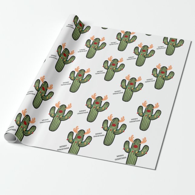 Regalo Papel de ajuste Cactus para navidades (Desenrollado)
