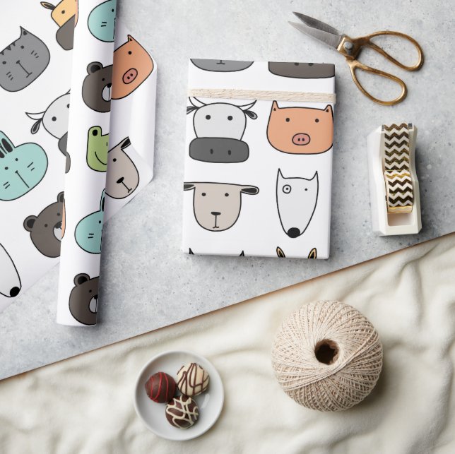 Regalo Papel de ajuste - Caras animales (Artesanía)