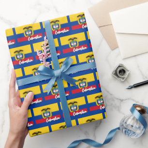 Regalo Papel de ajuste colombiano, azul, bandera colombia