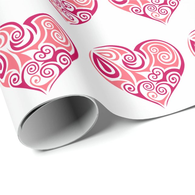 Regalo Papel de ajuste - Corazones El día de San Valentín (Esquina del rollo)