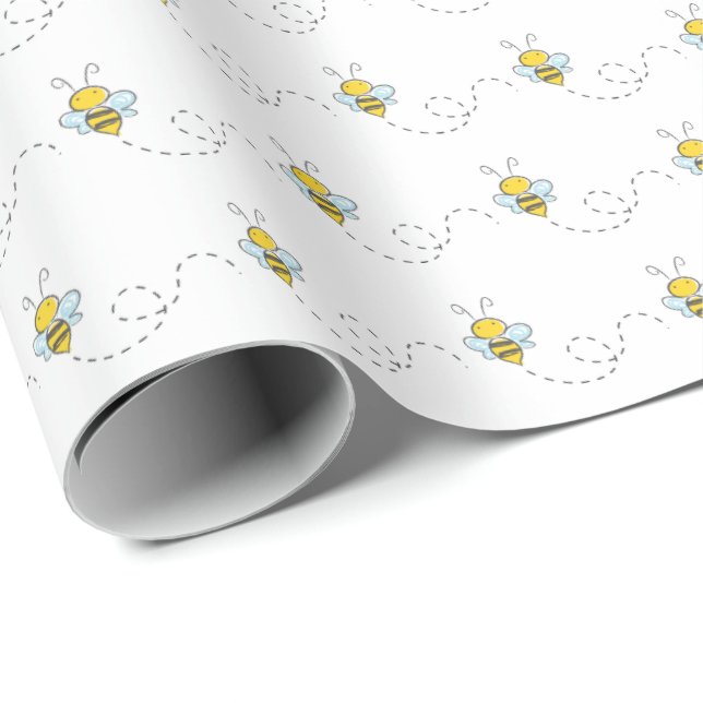 Regalo Papel de ajuste de Baby Shower Bumble Bee (Esquina del rollo)