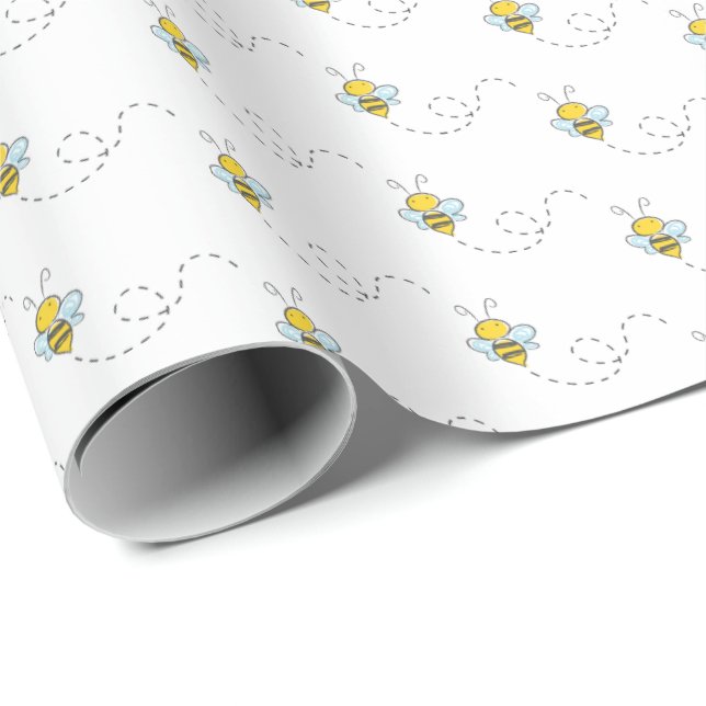 Regalo Papel de ajuste de Baby Shower Bumble Bee (Esquina del rollo)