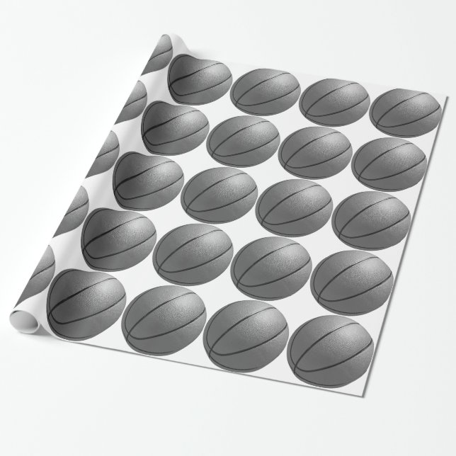 Regalo Papel de ajuste de baloncesto blanco y negro (Desenrollado)