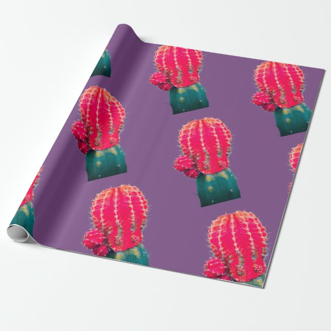 Regalo Papel de ajuste de cactus rosados (Desenrollado)