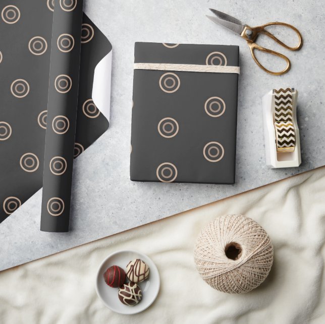 Regalo Papel de ajuste de círculo geométrico negro beige (Artesanía)