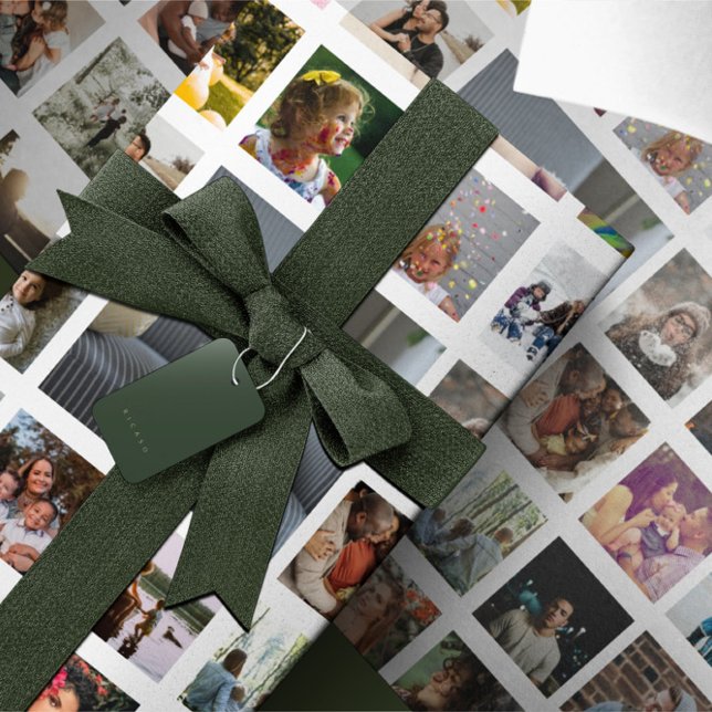 Regalo Papel de ajuste de Collage de fotos personalizado (Personalized Photo Collage Wrapping Paper from Ricaso. Add your own photographs. for many occasions)