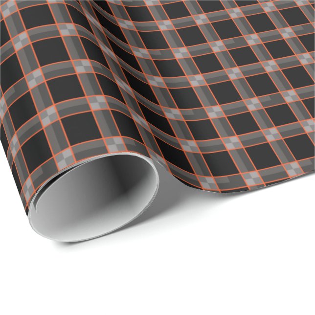 Regalo Papel de ajuste de comprobación de Naranja negro (Esquina del rollo)