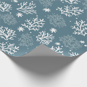 Regalo Papel de ajuste de coral azul y blanco