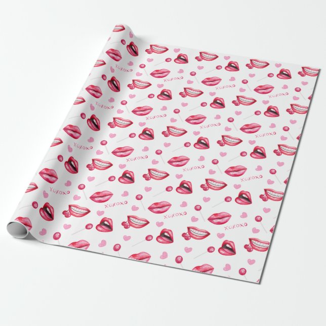 Regalo Papel de ajuste de corazón y labios (Desenrollado)