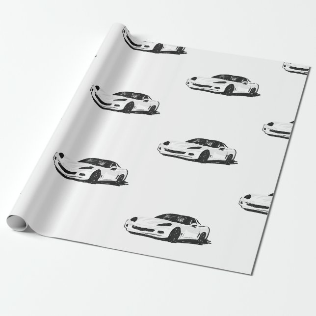 Regalo Papel de ajuste de Corvette C6 blanco (Desenrollado)