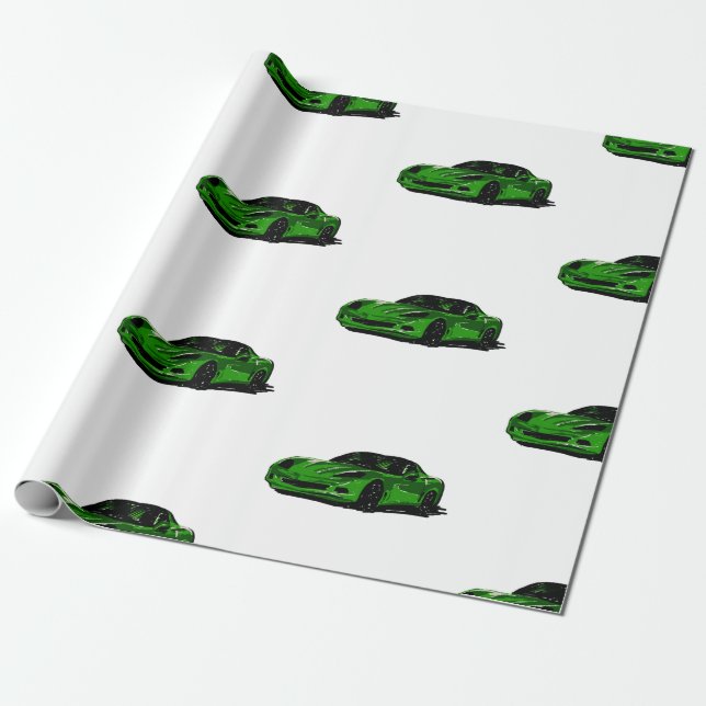 Regalo Papel de ajuste de Corvette verde C6 (Desenrollado)