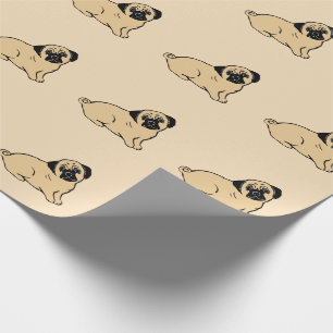 Regalo Papel de ajuste de crema de patrón de pug