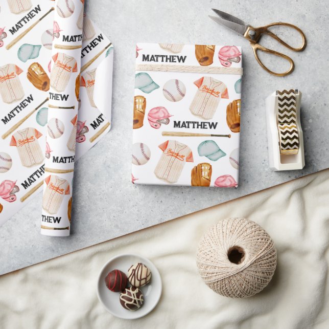 Regalo Papel de ajuste de cumpleaños del patrón de béisbo (Artesanía)