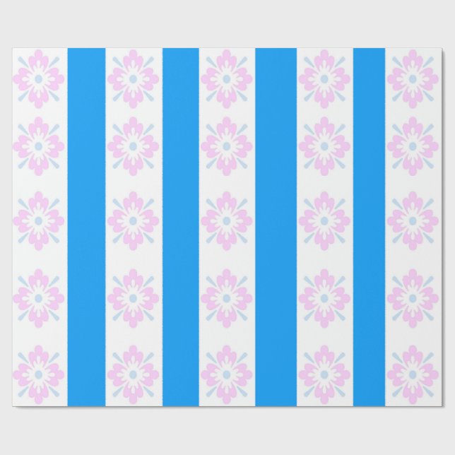 Regalo Papel de ajuste de Damasco rosa y azul (Superficie plana)