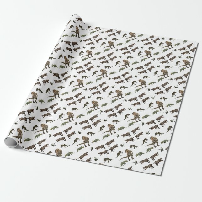 Regalo Papel de ajuste de dinosaurios (Desenrollado)