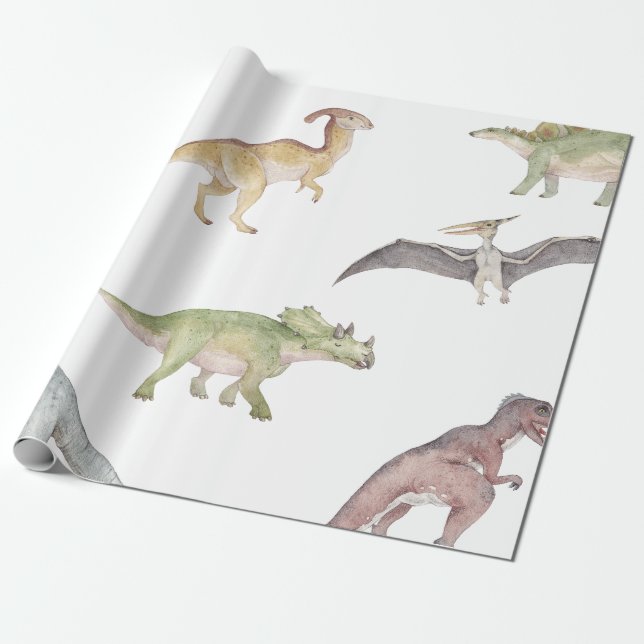 Regalo Papel de ajuste de dinosaurios (Desenrollado)