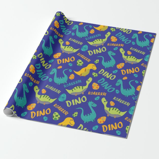 Regalo Papel de ajuste de diseño de dinosaurios (Desenrollado)