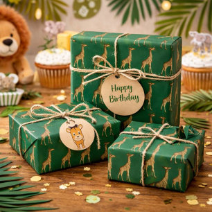 Regalo Papel de ajuste de diseño de jirafa verde azarí