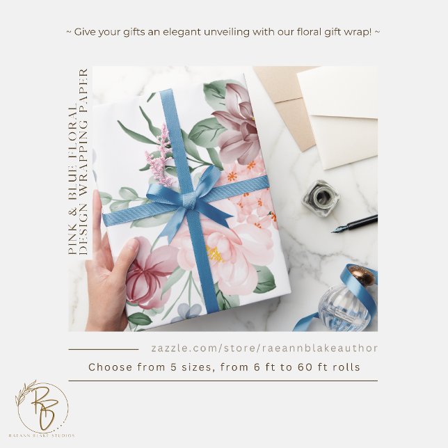 Regalo Papel de ajuste de diseño floral rosa y azul (Subido por el creador)