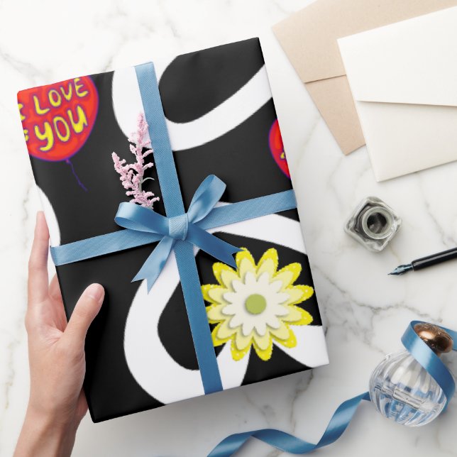 Regalo Papel de ajuste de el día de San Valentín negro (Regalar)