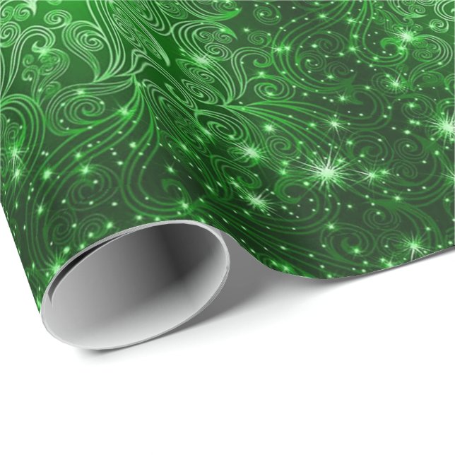 Regalo Papel de ajuste de estrellas y nalgas verdes celes (Esquina del rollo)
