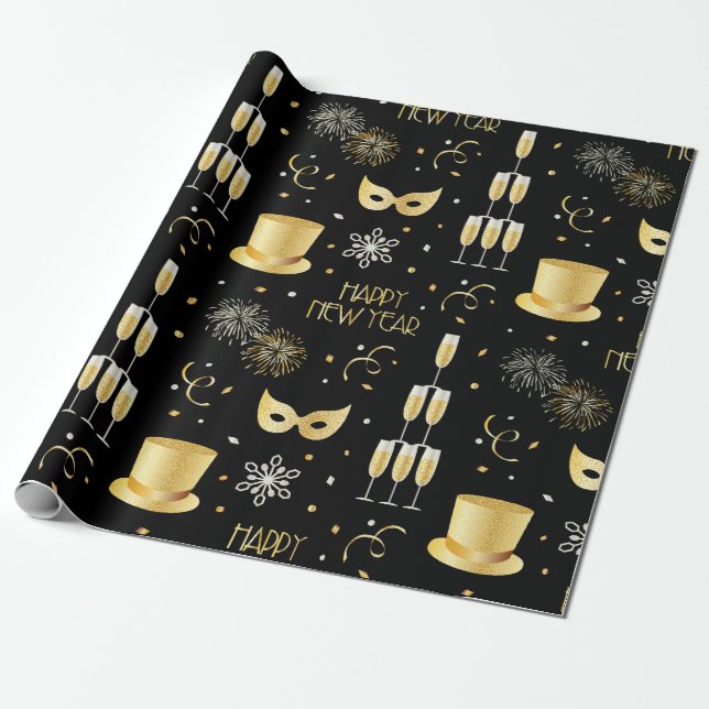 Regalo Papel de ajuste de Feliz Año Nuevo GB (Desenrollado)