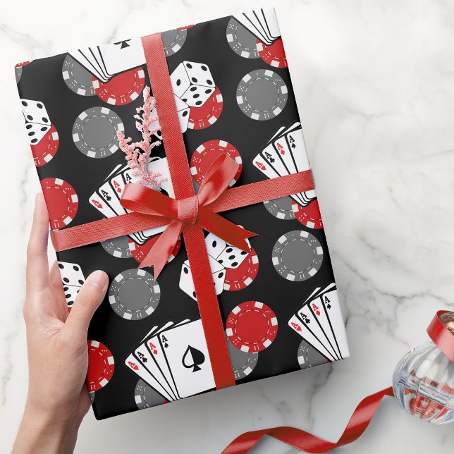 Regalo Papel de ajuste de Fiesta de Black Casino Poker (Casino Poker Wrapping Paper)