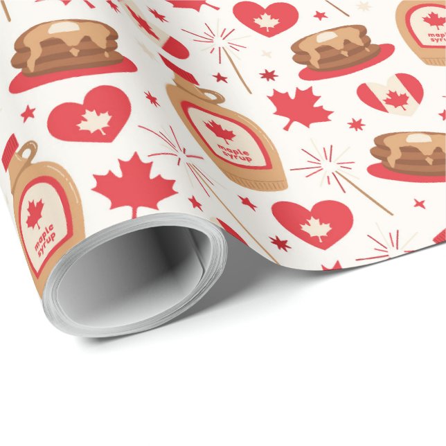 Regalo Papel de ajuste de Fiesta del Día de Canadá (Esquina del rollo)