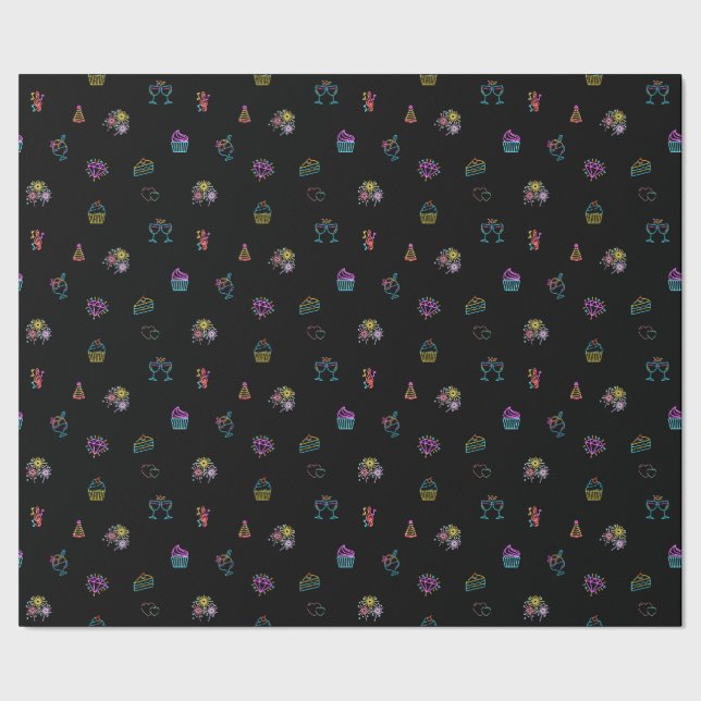 Regalo Papel de ajuste de Fiesta estilo neón - Rollo (Costura)