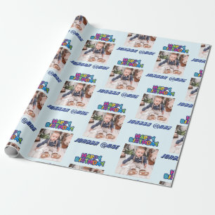 Regalo Papel de ajuste de foto azul de cumpleaños