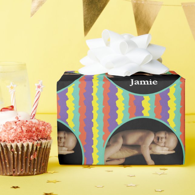 Regalo Papel de ajuste de foto de bebé personalizado (Fiesta de cumpleaños )