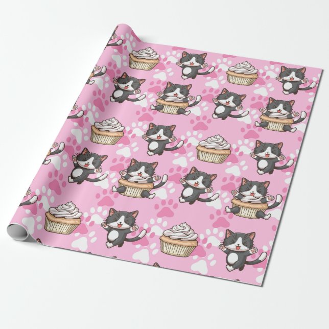 Regalo Papel de ajuste de gatos adorables (Desenrollado)