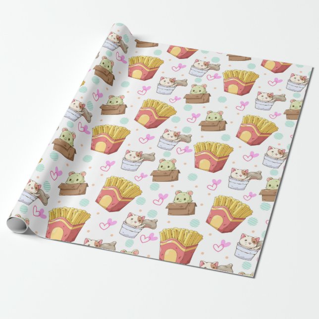 Regalo Papel de ajuste de gatos adorables (Desenrollado)