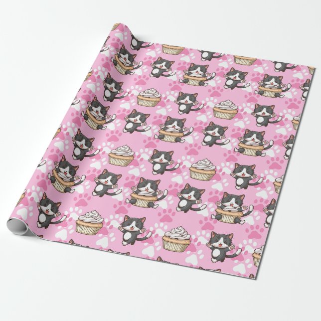 Regalo Papel de ajuste de gatos adorables (Desenrollado)