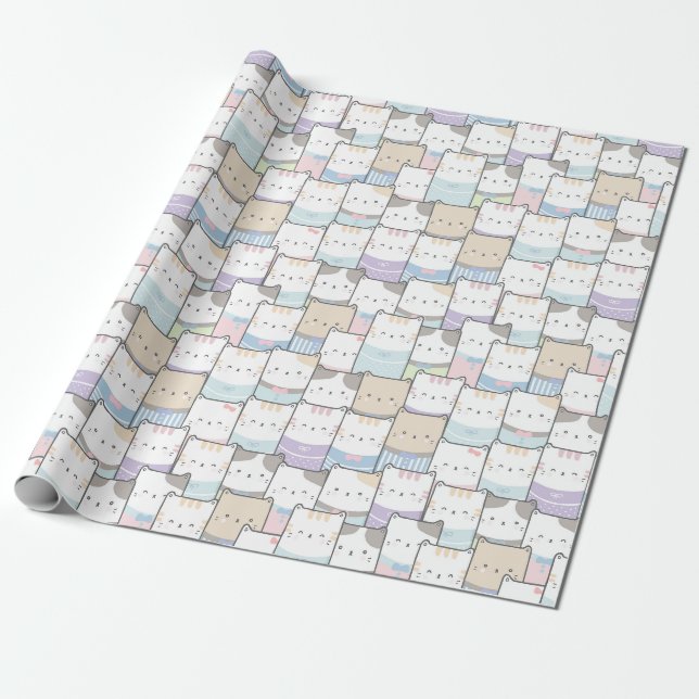 Regalo Papel de ajuste de gatos adorables (Desenrollado)